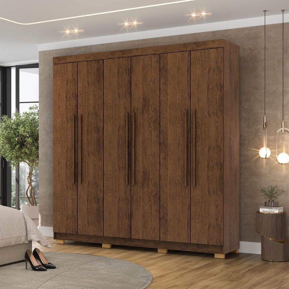 Guarda Roupa Casal 6 Portas 2 Gavetas 218 Cm 10037 Vlr Imbuia - 7