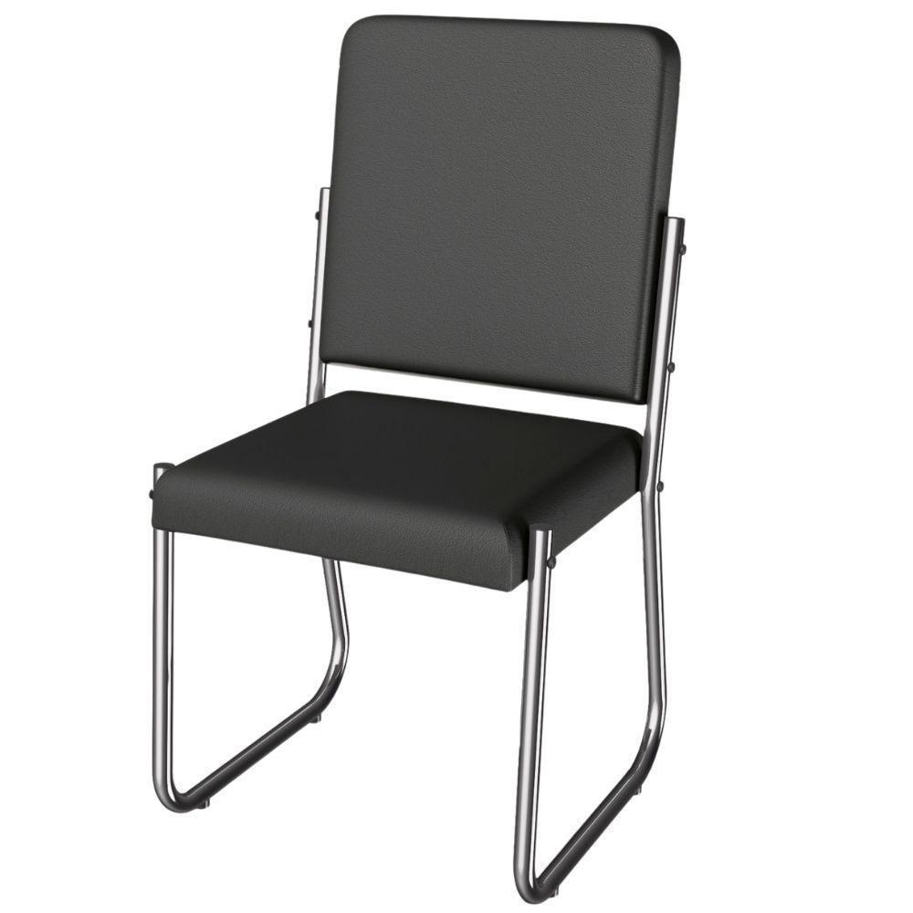 Kit 2 Cadeiras Cromada Sala Jantar 2C139CR Corino Nude Kappesberg Preto - 5