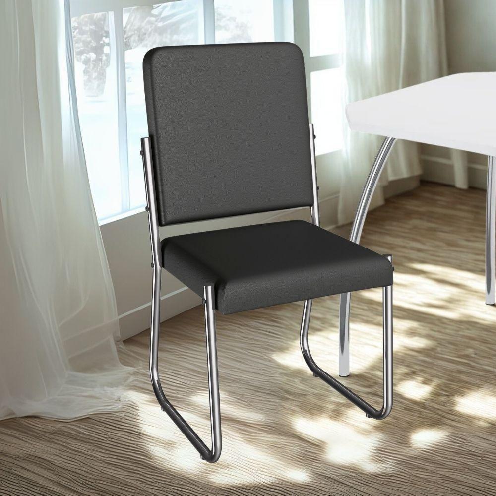 Kit 2 Cadeiras Cromada Sala Jantar 2C139CR Corino Nude Kappesberg Preto - 6