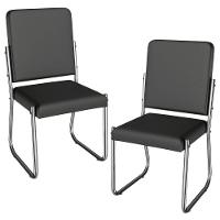 Kit 2 Cadeiras Cromada Sala Jantar 2C139CR Corino Nude Kappesberg Preto - 1