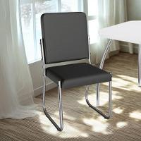 Kit 2 Cadeiras Cromada Sala Jantar 2C139CR Corino Nude Kappesberg Preto - 6