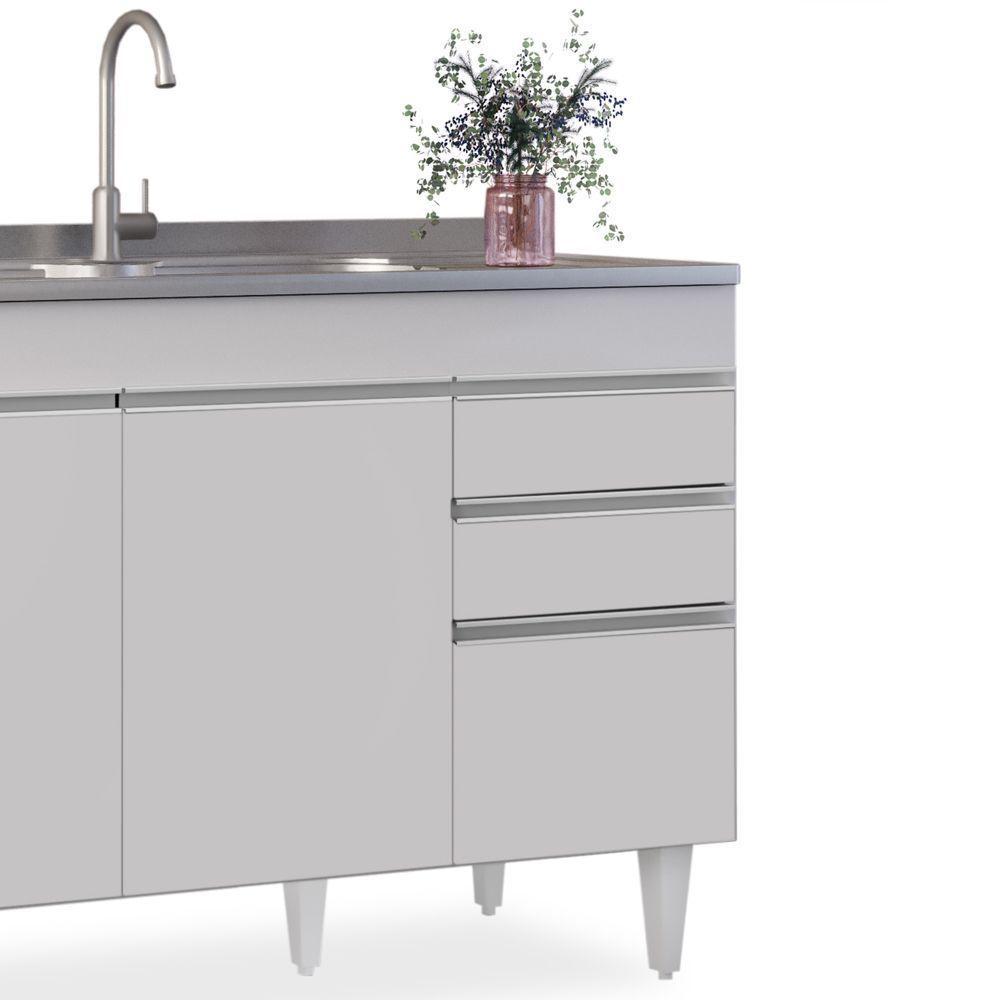 Armário Aéreo E Balcão Com Pia 120Cm Michigan Branco - 2