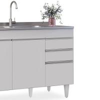 Armário Aéreo E Balcão Com Pia 120Cm Michigan Branco - 2