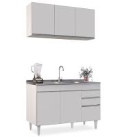 Armário Aéreo E Balcão Com Pia 120Cm Michigan Branco - 3