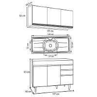 Armário Aéreo E Balcão Com Pia 120Cm Michigan Branco - 5