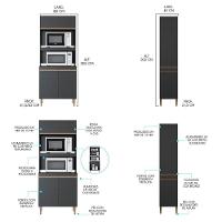Kit 2 Armários Multiuso Nicho Forno E Microondas Menu Móveis Preto - 2