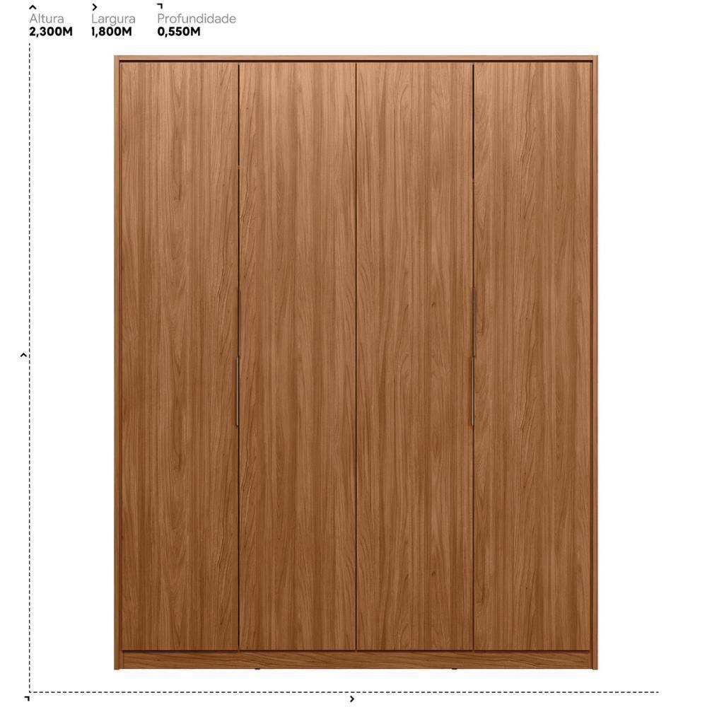 Guarda Roupa Casal 4 Portas 3 Gavetas Attore Nogueira Touch Démobile - 2