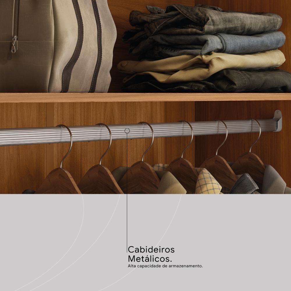 Guarda Roupa Casal 4 Portas 3 Gavetas Attore Nogueira Touch Démobile - 6