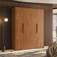 Guarda Roupa Casal 4 Portas 3 Gavetas Attore Nogueira Touch Démobile - 1