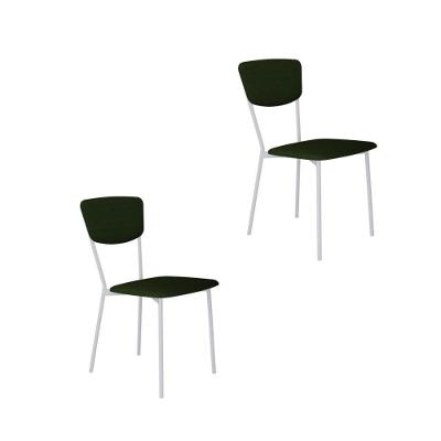 Cadeira Vintage Retrô Fixa C-4 Pés 425 X 505 X 830 Mm C-2 Un. Pés Brancos. Cy.vd.msg Verde Musgo City
