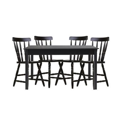 Mesa De Jantar Ditália Com 4 Cadeiras Ja-225 Preto
