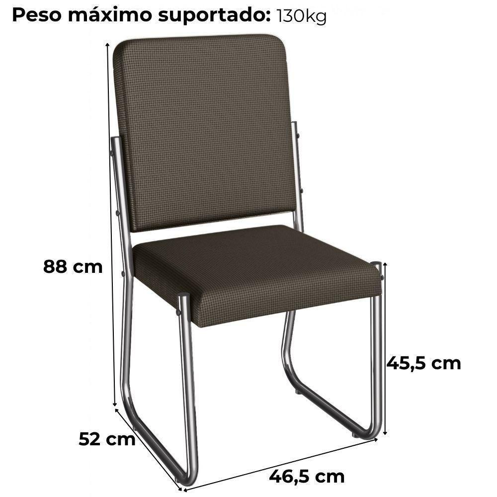 Kit 2 Cadeiras Cromada Sala Jantar 2C139CR Corino Marrom Kappesberg Marrom - 3