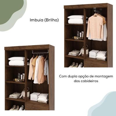 Guarda Roupa Solteiro 4 Portas Bater 2 Gavetas Imbuia 10090 + 60008 MDP Milani Movelaria