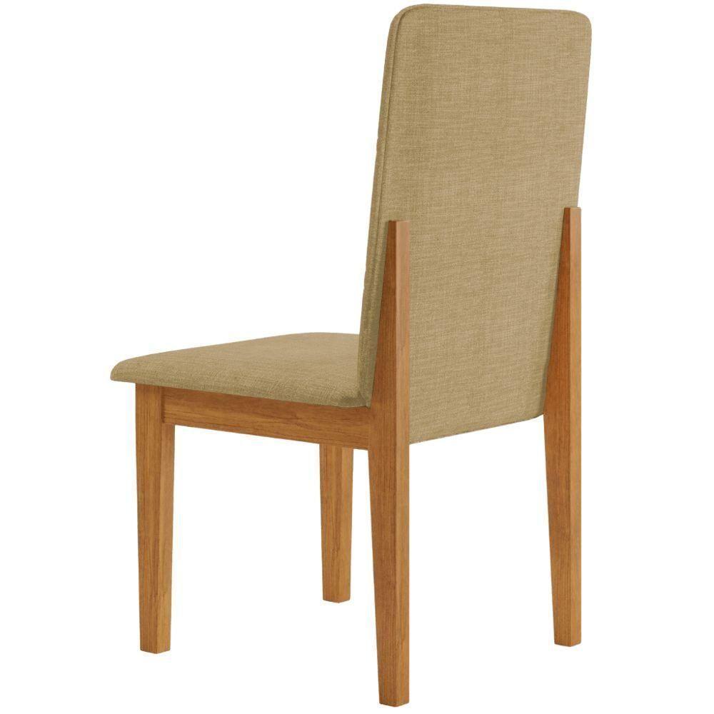 Conjunto 2 Cadeiras ágata Linho Bege Com Botões Pés Em Madeira Jcm - 6