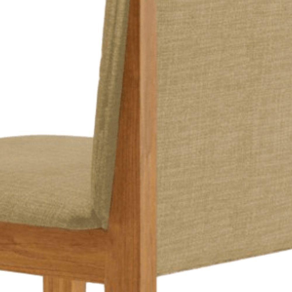 Conjunto 2 Cadeiras ágata Linho Bege Com Botões Pés Em Madeira Jcm - 8