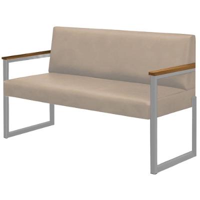 Sofá 2 Lugares Niterói Couro Off White Em Metal Champanhe