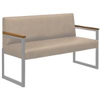 Sofá 2 Lugares Niterói Couro Off White Em Metal Champanhe