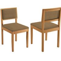 Conjunto 2 Cadeiras Jade 04 Linho Marrom Pés Em Madeira Jcm