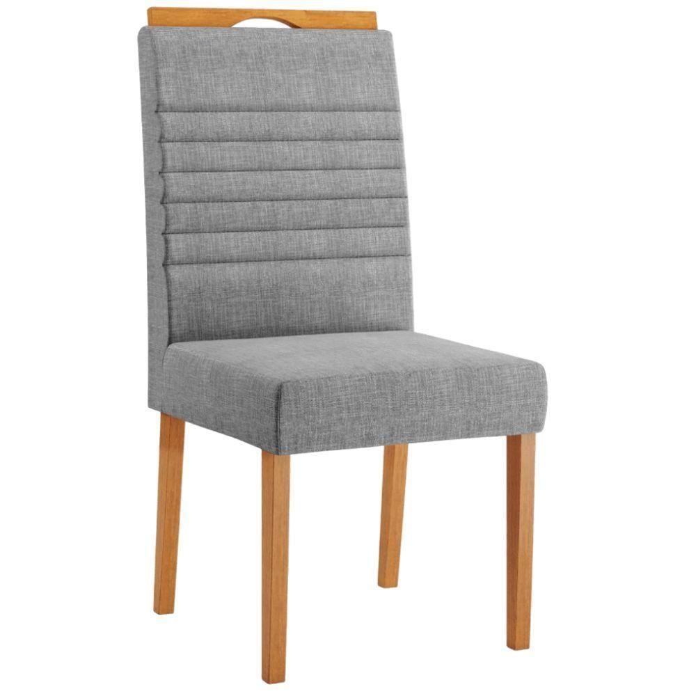 Conjunto 2 Cadeiras Horizonte Linho Cinza Pés Em Madeira Jcm - 4