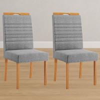 Conjunto 2 Cadeiras Horizonte Linho Cinza Pés Em Madeira Jcm - 2