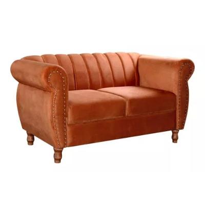 Sofá Chesterfield 2 Lugares Realeza Vintage Retrô Veludo Terracota