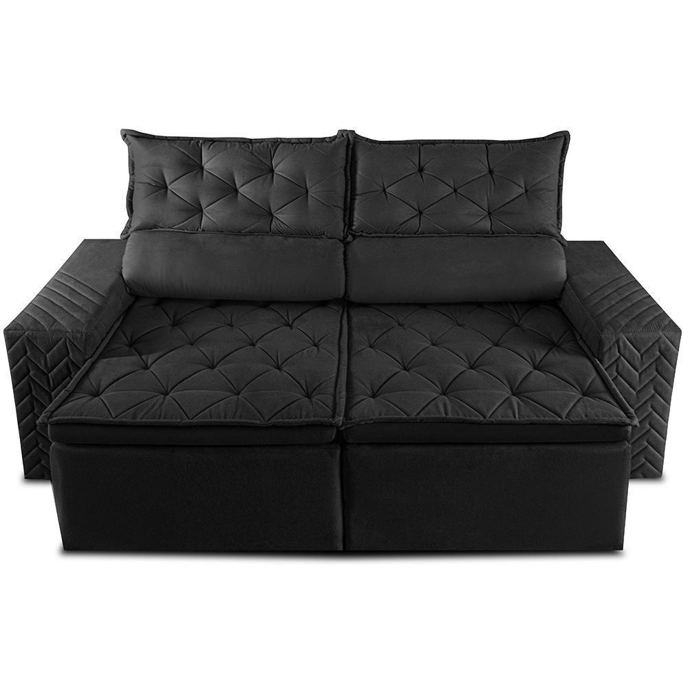 Sofá Retrátil E Reclinável 2,00m Essence Velusoft Preto Cama Inbox - 5