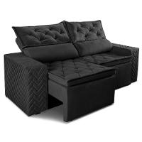 Sofá Retrátil E Reclinável 2,00m Essence Velusoft Preto Cama Inbox - 8