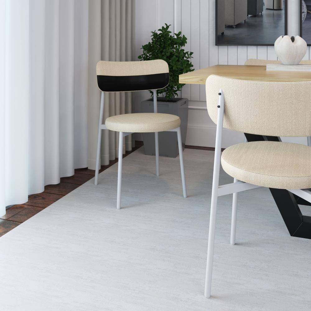 Cadeira Kyta Fixa C-4 Pés 50 X 44,7 X 83,8 Cm Pés Brancos. Corriente Areia-courino Preto Corriente Areia-courino Preto - 2