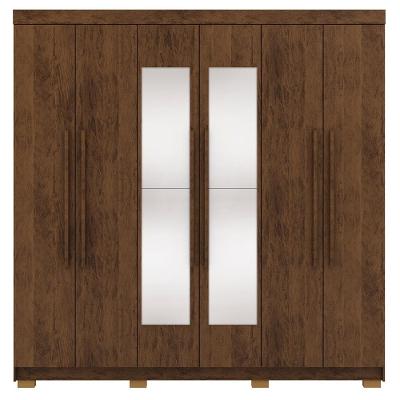 Guarda Roupa Casal 6 Portas 2 Gavetas Espelho 218 Cm Vlr Imbuia