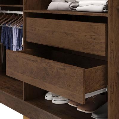 Guarda Roupa Casal 10037 + 60010 6 Portas Bater 2 Gavetas Imbuia MDP com Espelho