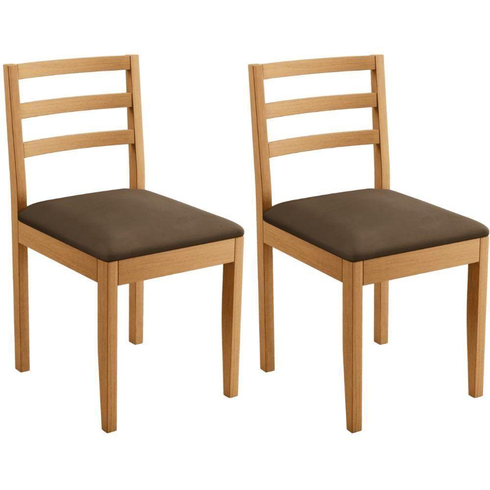 Conjunto 2 Cadeiras Jade 02 Veludo Marrom Pés Em Madeira Jcm - 1