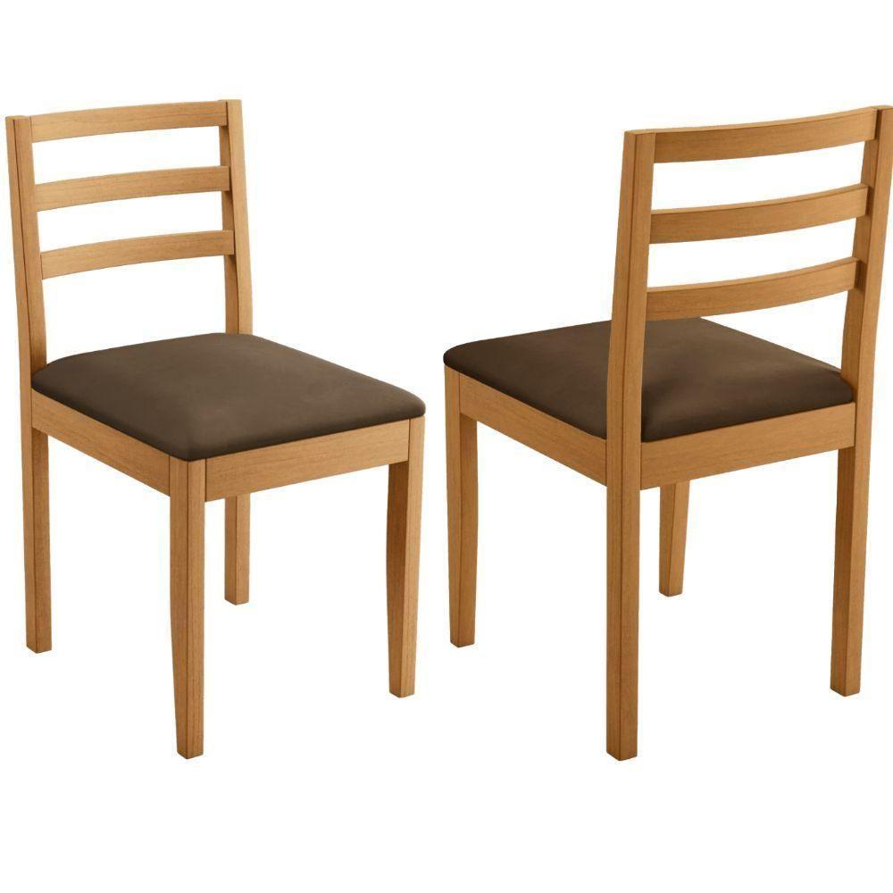 Conjunto 2 Cadeiras Jade 02 Veludo Marrom Pés Em Madeira Jcm - 4