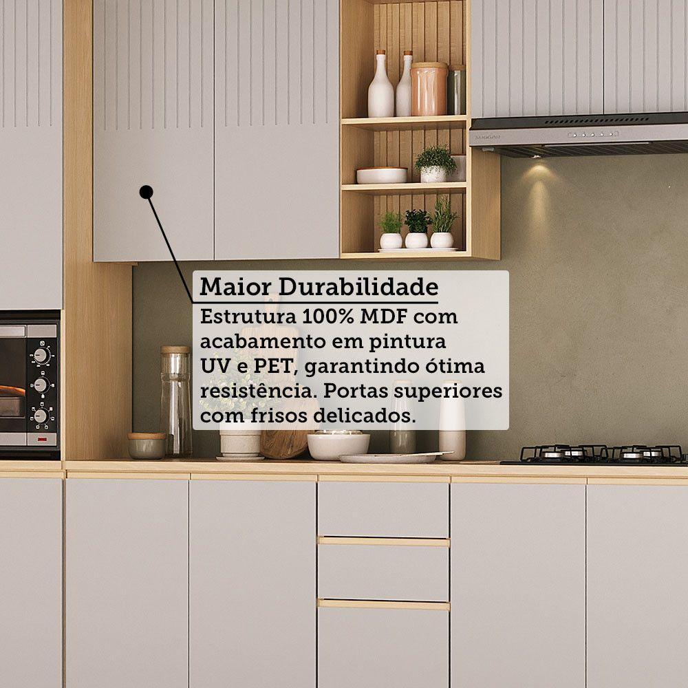 Cozinha Completa 5 Pçs Espaço Micro-ondas E Tampo 270cm Aur Carvalho/cinza Cristal - 5