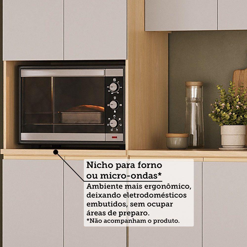 Cozinha Completa 5 Pçs Espaço Micro-ondas E Tampo 270cm Aur Carvalho/cinza Cristal - 6
