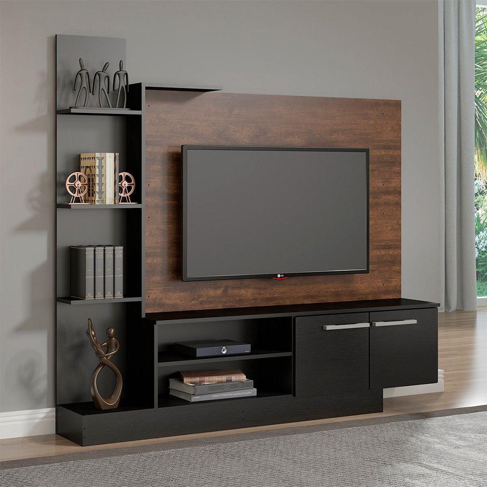 Rack Com Painel Para Tv 50 Pol 165x155cm Mdp Menu Móveis Castanho - 1