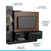 Rack Com Painel Para Tv 50 Pol 165x155cm Mdp Menu Móveis Castanho - 2