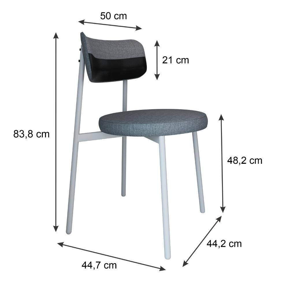Cadeira Kyta Fixa C-4 Pés 50 X 44,7 X 83,8 Cm Pés Brancos. Corriente Cinza-courino Preto Corriente Cinza-courino Preto - 6