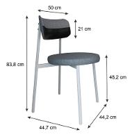 Cadeira Kyta Fixa C-4 Pés 50 X 44,7 X 83,8 Cm Pés Brancos. Corriente Cinza-courino Preto Corriente Cinza-courino Preto - 6