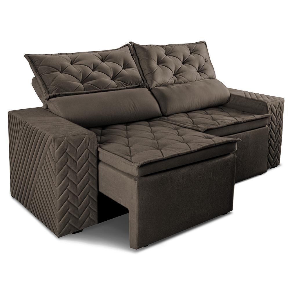 Sofá Retrátil E Reclinável 2,00m Essence Velusoft Café Cama Inbox - 8