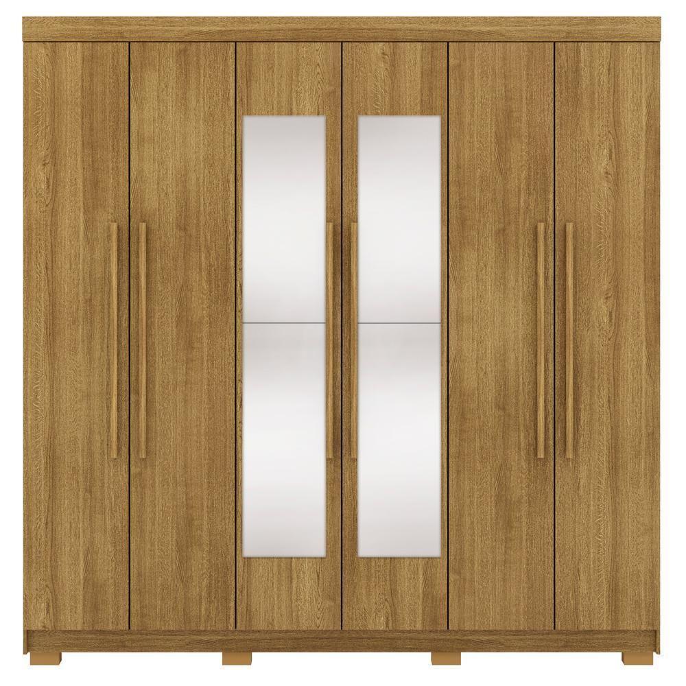 Guarda Roupa Casal 6 Portas 2 Gavetas Espelho 218 Cm Vlr Nature - 1