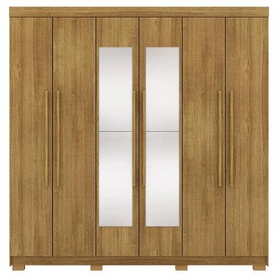 Guarda Roupa Casal 6 Portas 2 Gavetas Espelho 218 Cm Vlr Nature