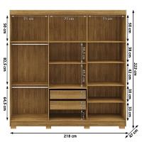 Guarda Roupa Casal 6 Portas 2 Gavetas Espelho 218 Cm Vlr Nature - 3