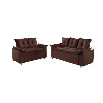 Conjunto Sofá 2 E 3 Lugares Viena Veludo Marrom
