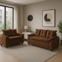 Conjunto Sofá 2 E 3 Lugares Viena Veludo Marrom - 8