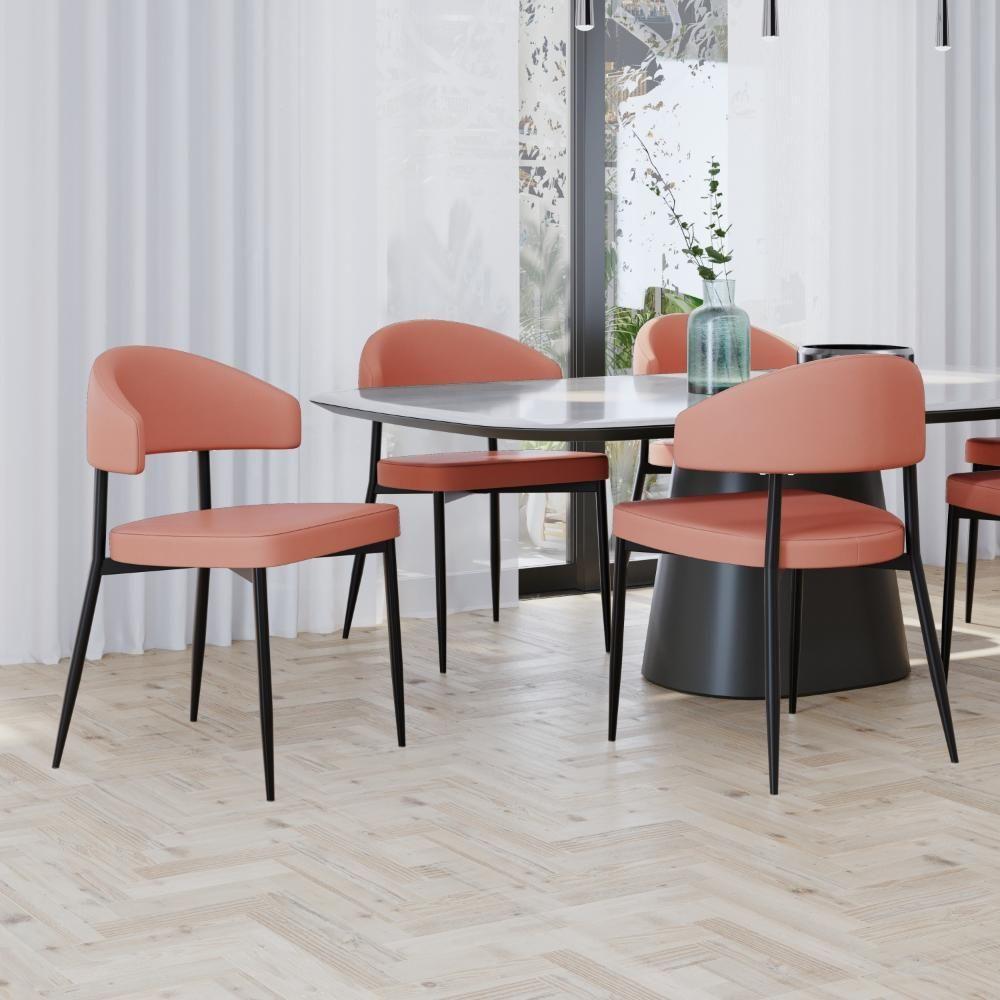 Conjunto 2 Cadeiras De Jantar Revestimento Sintético Bless Estr. Preta Courino Marte Terra Rosê - 1