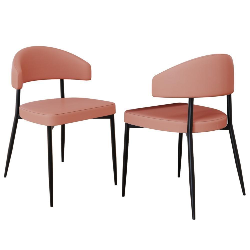 Conjunto 2 Cadeiras De Jantar Revestimento Sintético Bless Estr. Preta Courino Marte Terra Rosê - 2