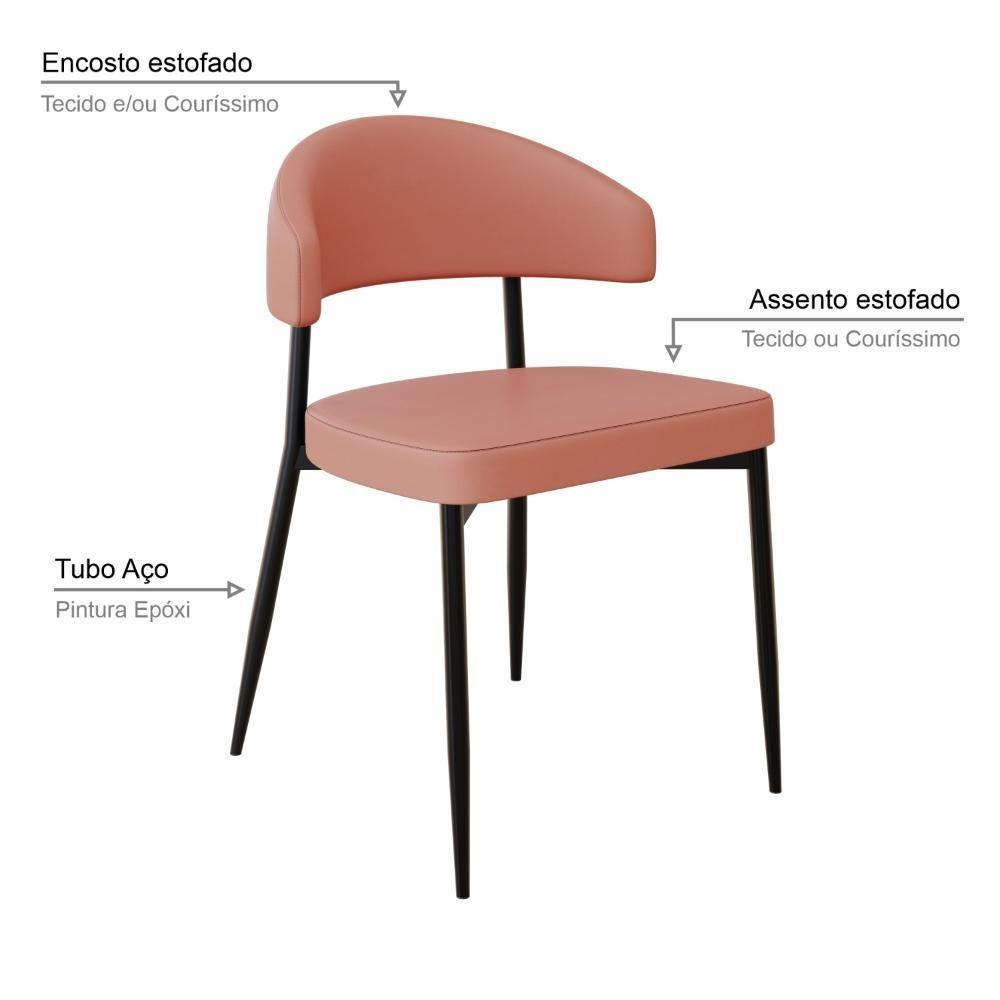 Conjunto 2 Cadeiras De Jantar Revestimento Sintético Bless Estr. Preta Courino Marte Terra Rosê - 4