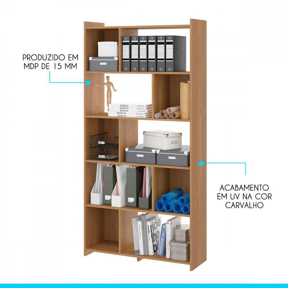 Estante Multiuso 0724 91x183cm Nichos Mdp Menu Carvalho - 2