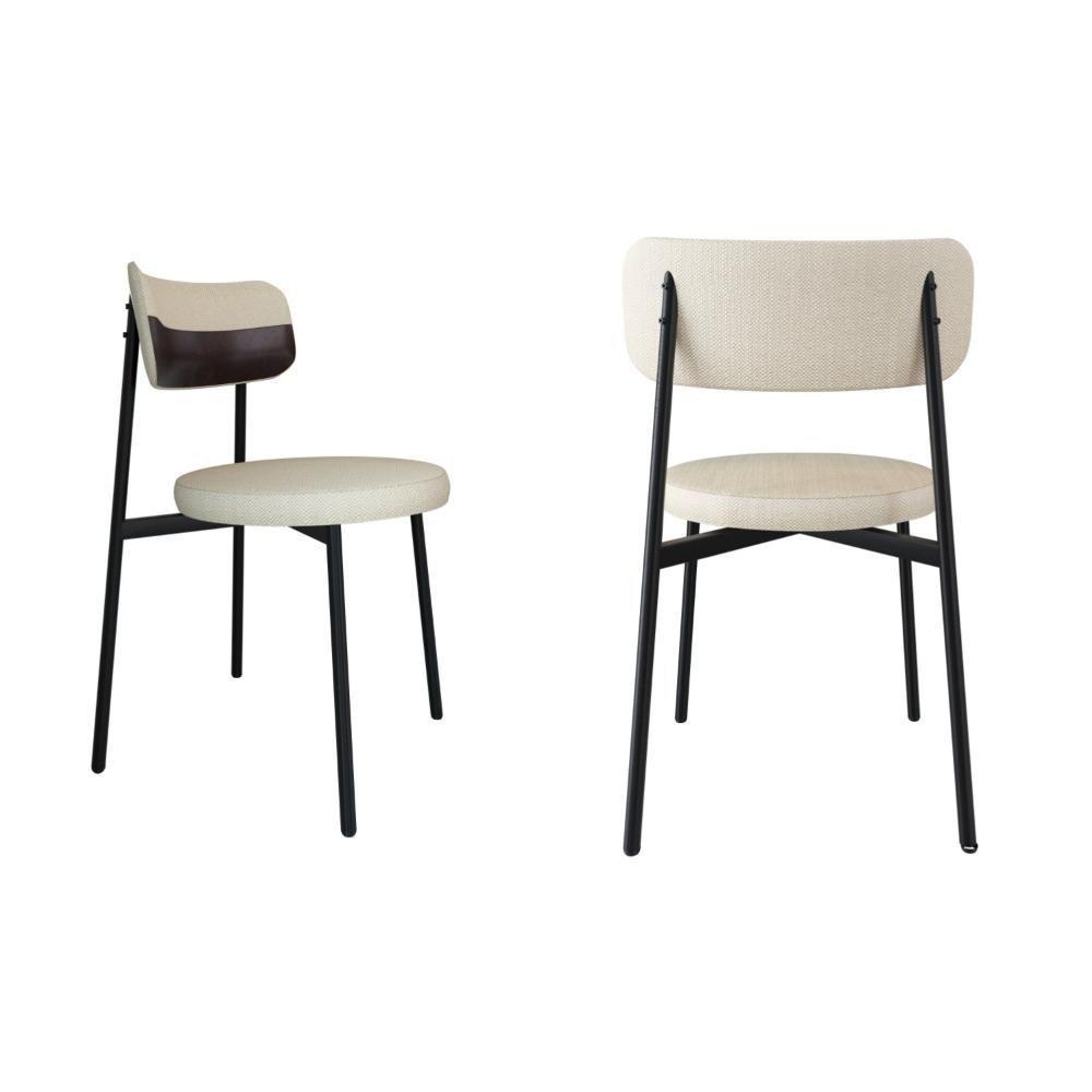 2 Unidades Cadeira Kyta Fixa C-4 Pés 50 X 44,7 X 83,8 Cm. Corriente Areia-courino Café Corriente Areia-courino Café - 1