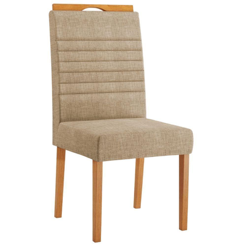 Conjunto 2 Cadeiras Horizonte Linho Bege Pés Em Madeira Jcm - 4